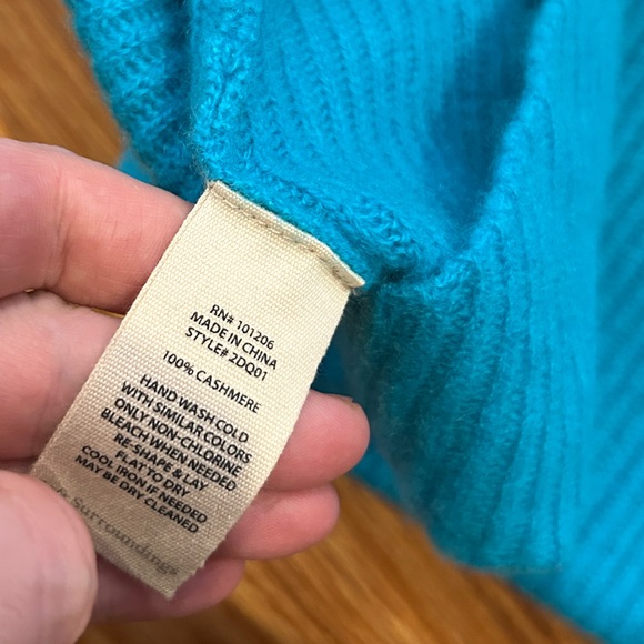 Soft Surroundings Calanthe 100% cashmere cowl neck pullover sweater blue L - Picture 4 of 5